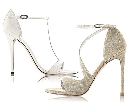 Brautschuhe von Stuart Weitzman in Weiss und Gold <br /> 